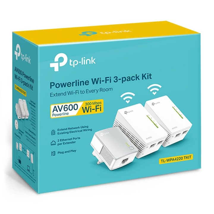 Homeplug Wifi Tp-link Tl-wpa4220t Kit 300mb Av600 Con 2 Puertos Ethernet Kit Compuesto De Dos Tl-wpa4220 Y Un Tl-pa4010