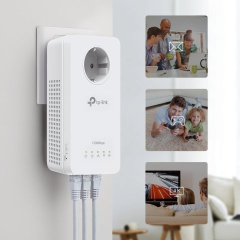 Homeplug Wifi Tp-link Tl-wpa8631p Kit 1300mb Av500 Ac1300 Con 3 Puertos Giga Passthrough Kit Compuesto De Un Tl-wpa8631p Y Un