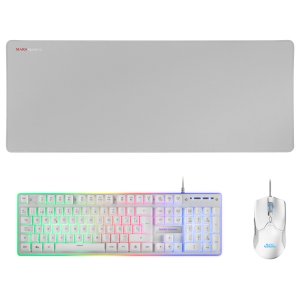 Teclado Mouse Y Alfombrilla Mars Gaming Mcpx White Telcado Hibrido H-mech Mouse Ultra Ligero 10k Y Alfombrilla Xxl