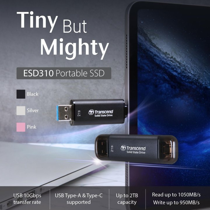 Memoria Usb-c/usb-a 256gb Transcend Ssd Usb...
