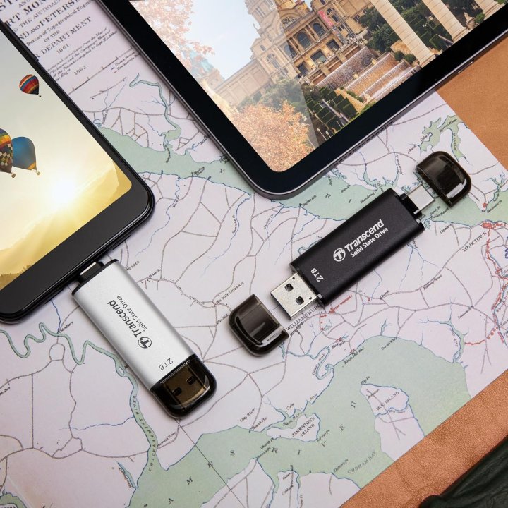 Memoria Usb-c/usb-a 256gb Transcend Ssd Usb...