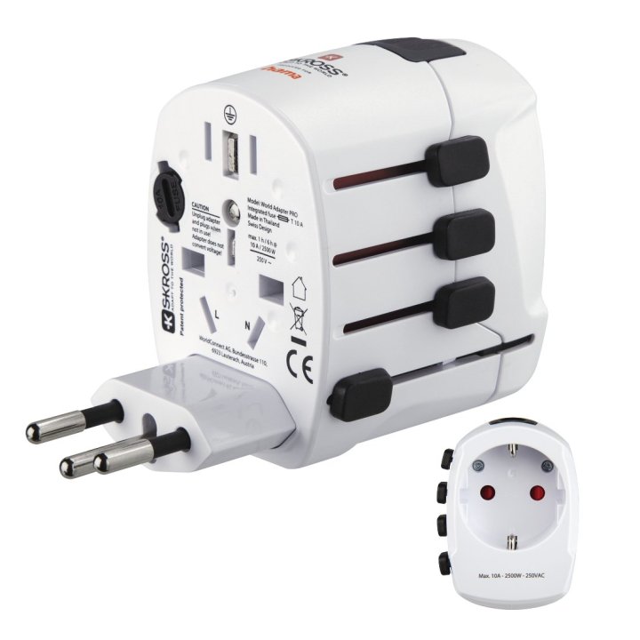 Adaptador De Viaje Hama De 3 Clavijas Hasta 150 Paises