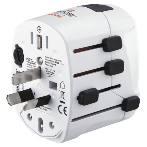 Adaptador De Viaje Hama De 3 Clavijas Hasta 150 Paises
