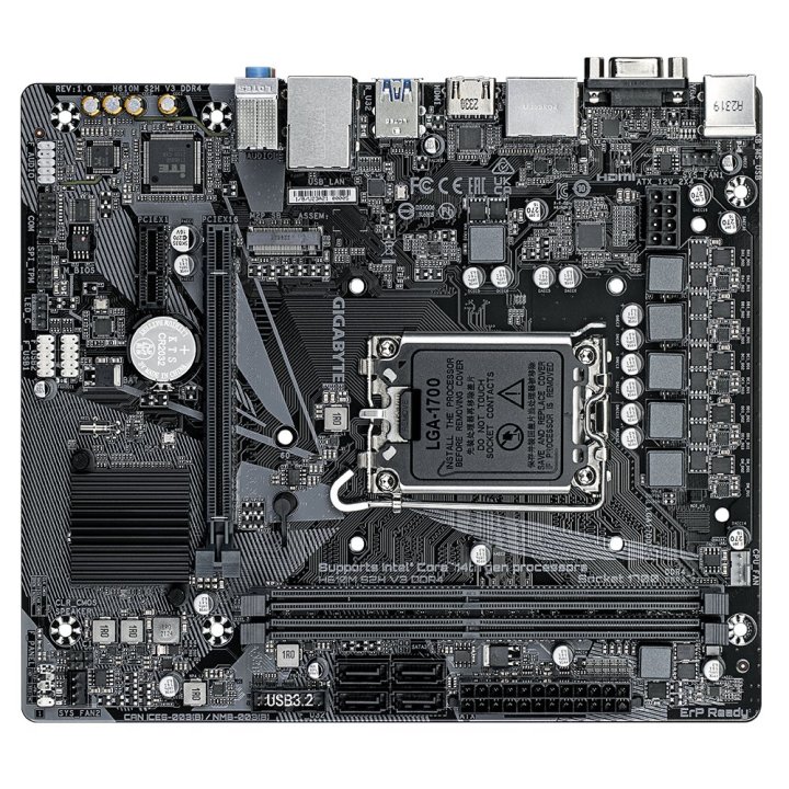 Pb Gigabyte H610m S2h V3 Ddr4 M-atx Skt 1700 2xddr4 3200mhz 2xdp Hdmi Vga Lan 1xm.2