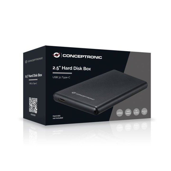 Caja Externa 2.5" Conceptronic Hde02b Hd Sata 2.5" Usb-c Usb 3.1 Color Negro