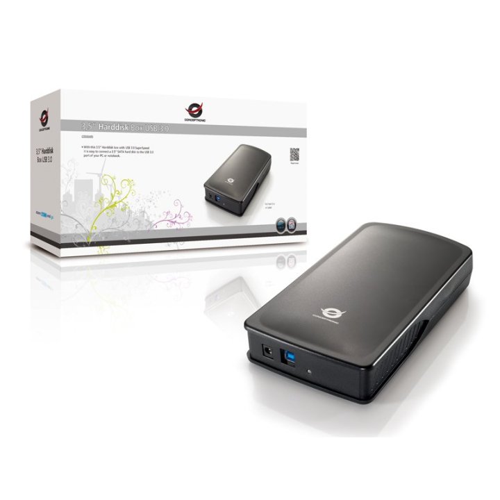 Caja Externa 3.5" Usb 3.0 Conceptronic Sata Hd 3.5 Usb 3.0 Color Negro Sin Tornillos C20-300