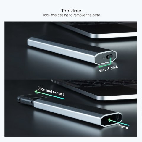 Caja Externa M.2 Usb-c Tooq Tqe-2223g Para M.2 Ngff nvme Usb 3.1 Gen2 Gris