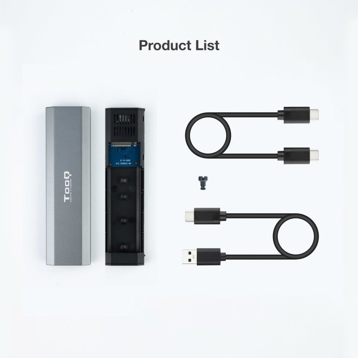 Caja Externa M.2 Usb-c Tooq Tqe-2223g Para M.2 Ngff nvme Usb 3.1 Gen2 Gris