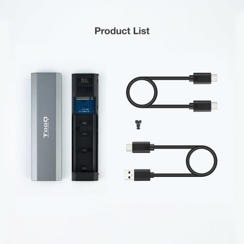 Caja Externa M.2 Usb-c Tooq Tqe-2223g Para M.2 Ngff nvme Usb 3.1 Gen2 Gris