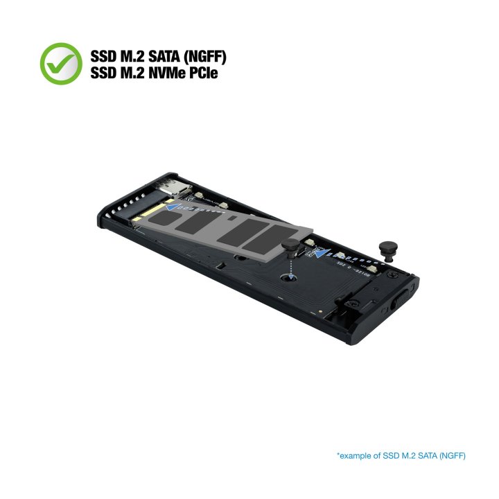 Caja Externa M.2 Usb-c Tooq Tqe-2222b Para M.2 Ngff nvme Usb 3.1 Gen2 Usb-c Negro