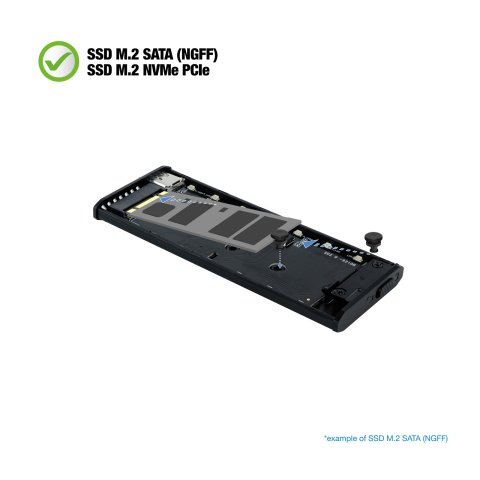 Caja Externa M.2 Usb-c Tooq Tqe-2222b Para M.2 Ngff nvme Usb 3.1 Gen2 Usb-c Negro