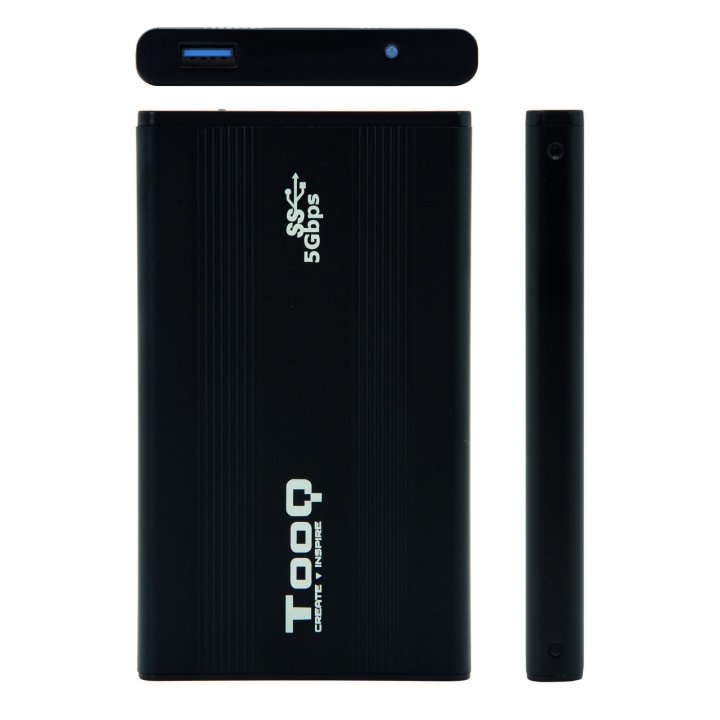 Caja Externa 2.5" Usb 3.0 Tooq Tqe-2524b Para Hd De Hasta 9,5 Sata Usb 3.0 3.1 Gen1 Negra