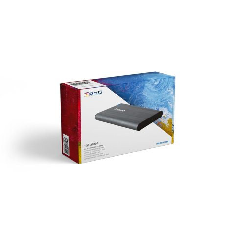 Caja Externa 2.5" Usb 3.0 Tooq Tqe-2503g Gris Para Hd ssd De Hasta 9.5mm Sata Usb 3.0 3.1 Sin Tornillos