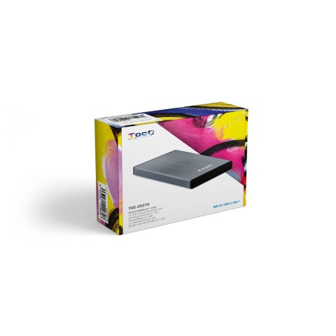 Caja Externa 2.5" Usb 3.0 Tooq Tqe-2527g Para Hd Hasta 9,5mm Sata Usb 3.0 3.1 Gen1 Gris