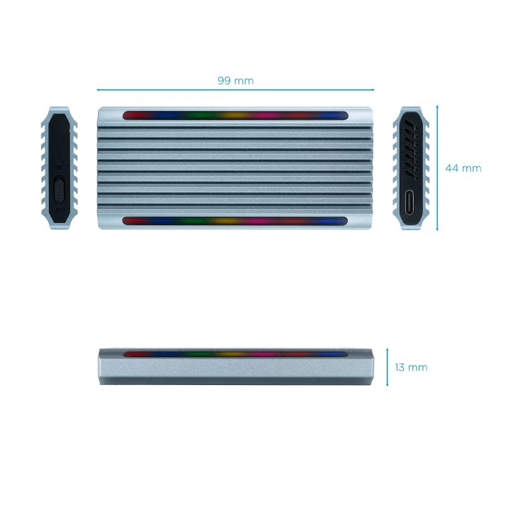 Caja Externa M.2 Usb-c Tooq Tqe-2221g Para M.2 Ngff nvme Usb 3.1 Gen2 Usb-a Gris