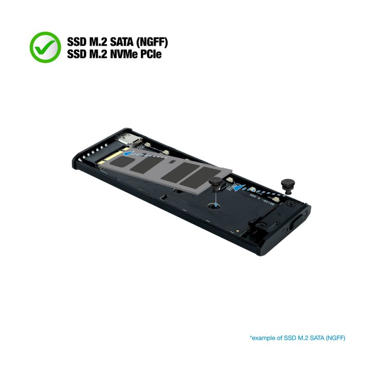 Caja Externa M.2 Usb-c Tooq Tqe-2221g Para M.2 Ngff nvme Usb 3.1 Gen2 Usb-a Gris