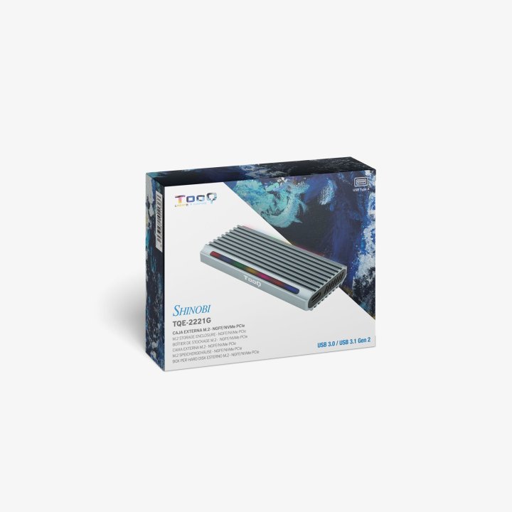 Caja Externa M.2 Usb-c Tooq Tqe-2221g Para M.2 Ngff nvme Usb 3.1 Gen2 Usb-a Gris