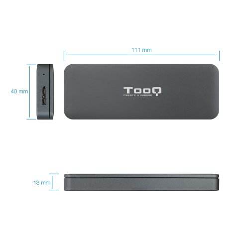 Caja Externa M.2 Usb-c Tooq Tqe-2281g Para M.2 Ngff Usb 3.1 Gen1 Gris
