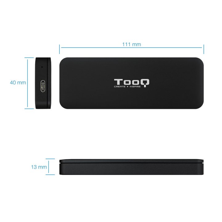 Caja Externa M.2 Usb-c Tooq Tqe-2280b Para M.2 Nvme Pcie Usb 3.1 Gen2 Negra
