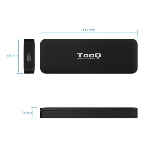 Caja Externa M.2 Usb-c Tooq Tqe-2280b Para M.2 Nvme Pcie Usb 3.1 Gen2 Negra