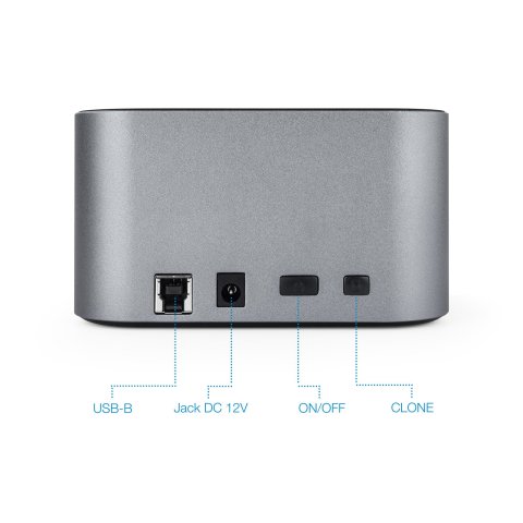 Docking Station Tooq Tqds-802dw 2,5" 3,5" Sata Usb 3.1 Funcion Clonación Gris