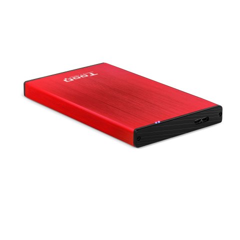 Caja Externa 2.5" Usb 3.0 Tooq Tqe-2527r Para Hd Hasta 9,5mm Sata Usb 3.0 3.1 Gen1 Roja