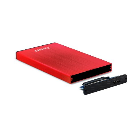 Caja Externa 2.5" Usb 3.0 Tooq Tqe-2527r Para Hd Hasta 9,5mm Sata Usb 3.0 3.1 Gen1 Roja