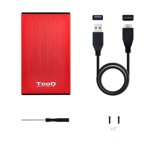 Caja Externa 2.5" Usb 3.0 Tooq Tqe-2527r Para Hd Hasta 9,5mm Sata Usb 3.0 3.1 Gen1 Roja