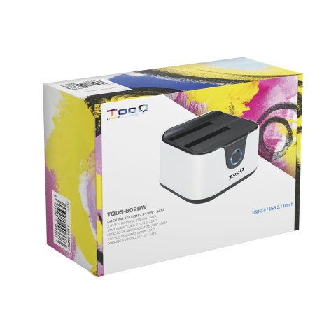 Docking Station Tooq Tqds-802dw 2,5" 3,5" Sata Usb 3.1 Funcion Clonacion Otb Negra-blanca