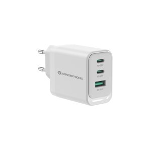 Cargador De Pared Quick Charge 3.0 Pd  Pps 2 Puertos Usb-c 1 Puerto Usb-a Conceptronic Althea 65w 