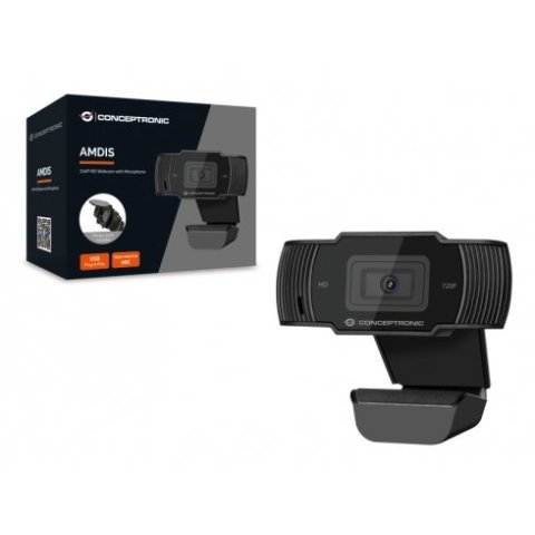 Webcam Hd Conceptronic Amdis 1080p Interpolado Usb 3.6mm 30fps Angulo Vision 68º Microfono Integrado
