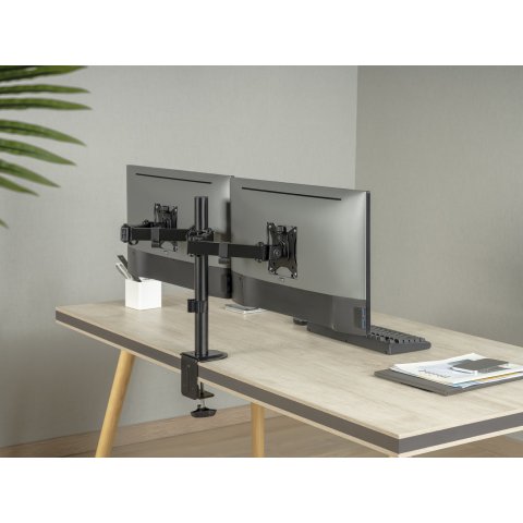 Soporte De Mesa Equip 650157 Para 2 Pantallas 17"-32" De Brazo Inclinable Y Giratorio 360§ Max. Vesa 100x100 Hata 9kg Por Pan