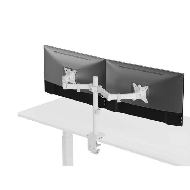 Soporte De Mesa Equip 650167 Para 2 Pantallas 17"-32" Brazo Inclinable Y Giratorio 360 Color Blanco