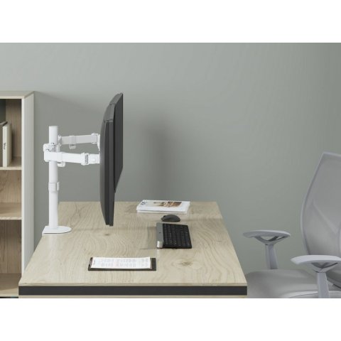 Soporte De Mesa Equip 650167 Para 2 Pantallas 17"-32" Brazo Inclinable Y Giratorio 360 Color Blanco