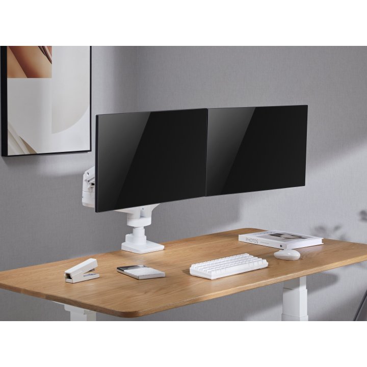 Soporte De Mesa Equip 650183 Para 2 Pantalla De 17"-35" Blanco Max. 20kg Por Pantalla Max.vesa 100x100 Resorte De Gas