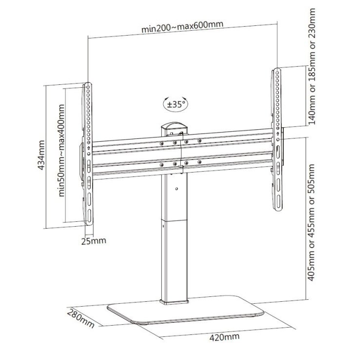 Soporte De Mesa Con Base Equip 650612 Para 1 Pantalla 37" - 70" Fijo Max. Vesa 600x400 Hasta 40kgs