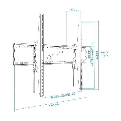 Soporte De Pared Fijo Tooq Lp42130t-b Para Pantalla 60-100" Max. 130kg Vesa Max. 1000x800 Inclinacio