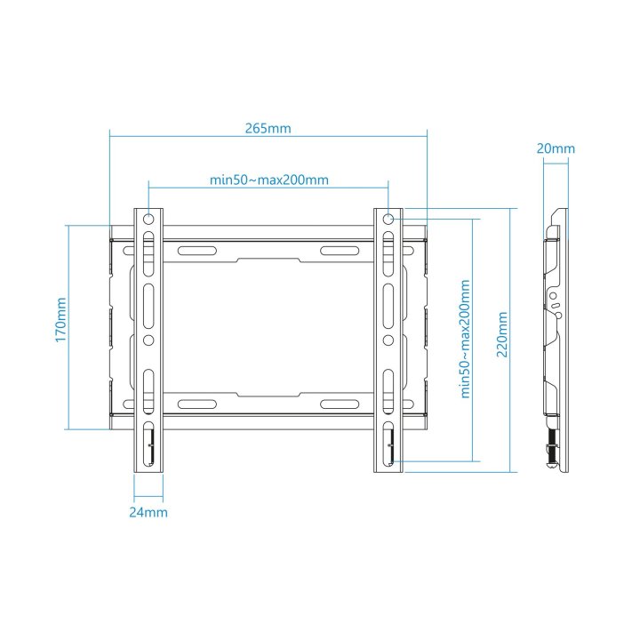 Soporte De Pared Fijo Tooq Lp1043f-b Para Pantalla 23-43" Max 45kg Vesa 200x200 Negro