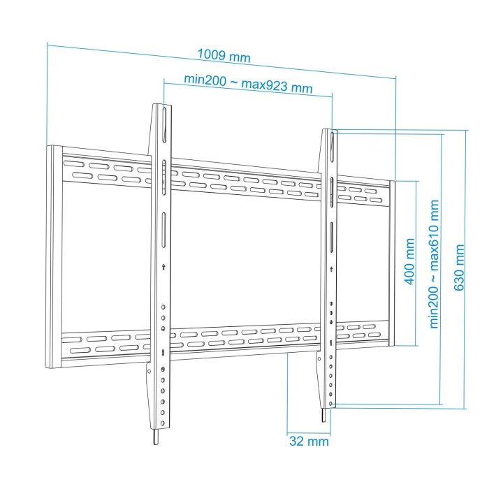 Soporte De Pared Fijo Tooq Lp41130f-b Para Pantalla 60-100" Max. 130kg Vesa Max. 900x600 Negro