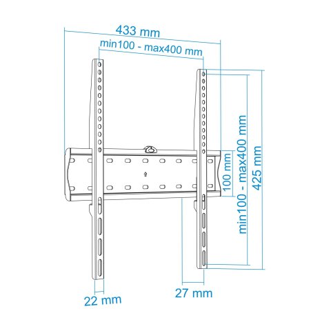 Soporte De Pared Fijo Tooq Lp4155f-b Para Pantalla 32-55" Max. 40kg Vesa Max. 400x400 Negro