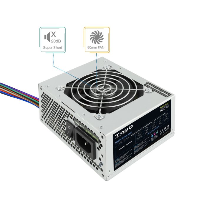Fuente De Alimentacion Sfx Tooq 500w Tqep-500s-sfx  Ventilador 80mm Medidas 125x100x63 Fuente Destinada A Reparaciones