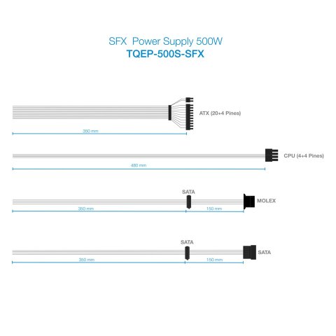 Fuente De Alimentacion Sfx Tooq 500w Tqep-500s-sfx  Ventilador 80mm Medidas 125x100x63 Fuente Destinada A Reparaciones