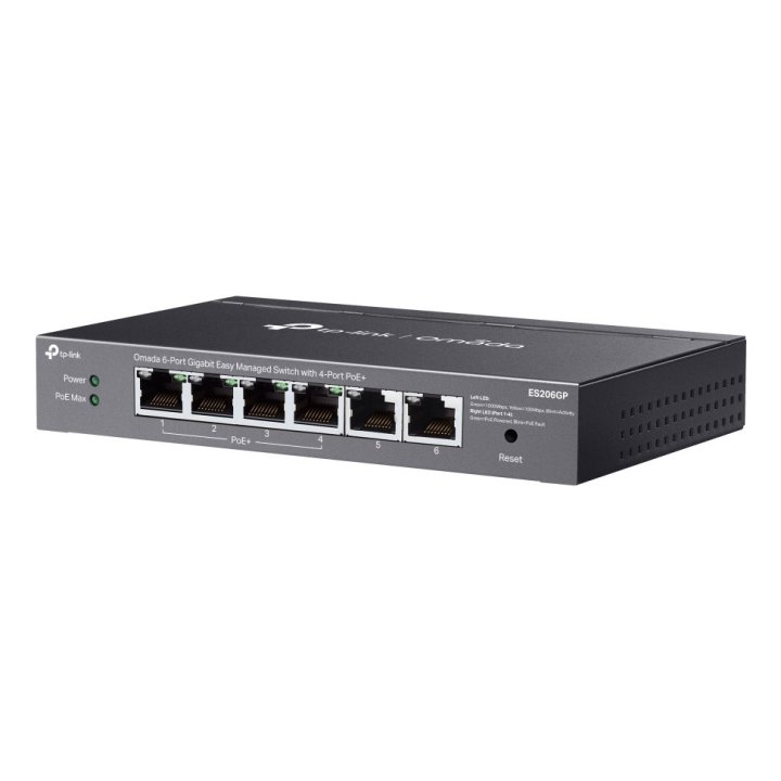 Switch Semigestionable Tp-link Omada Es206gp 6p 4xlangb Poe+ 2xlangb 65w Total Metal