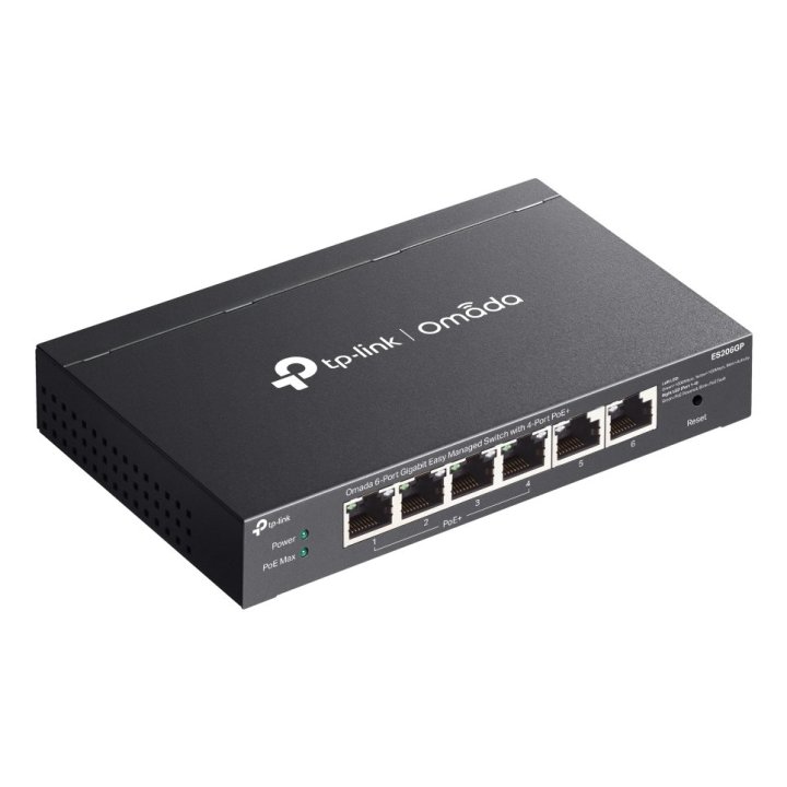 Switch Semigestionable Tp-link Omada Es206gp 6p 4xlangb Poe+ 2xlangb 65w Total Metal