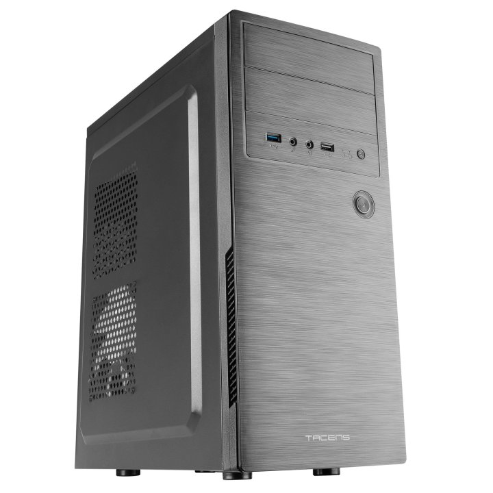 Caja Atx Semitorre Tacens Initiox Black Frontal Con Acabado Aluminio Pulido 2xbahia Externa 5.25" 2xusb 3.0 1xusb 2.0 Sin Fue