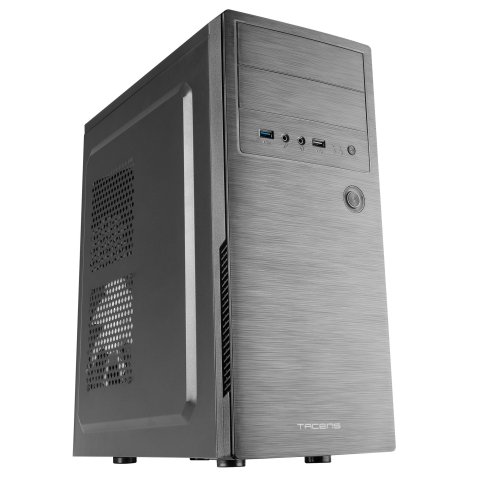 Caja Atx Semitorre Tacens Initiox Black Frontal Con Acabado Aluminio Pulido 2xbahia Externa 5.25" 2xusb 3.0 1xusb 2.0 Sin Fue