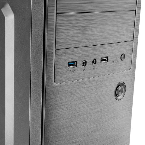 Caja Atx Semitorre Tacens Initiox Black Frontal Con Acabado Aluminio Pulido 2xbahia Externa 5.25" 2xusb 3.0 1xusb 2.0 Sin Fue