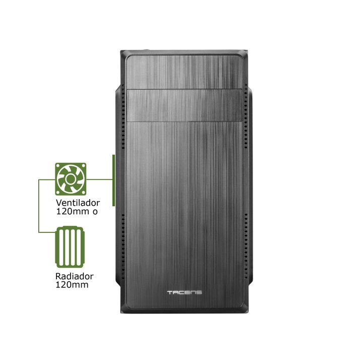 Caja Microatx Tacens Anima Acm500 Frontal Negro Diseño Alumini Pulido Usb 3.0 Y 2.0 Fuente De 500w Incluida