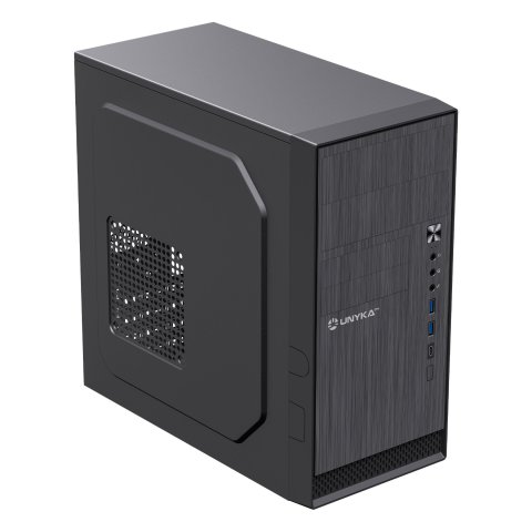 Caja Micro Atx Unyka Aero C12 Frontal Aluminio Cepillado Usb3,0 Usb-c Color Negro Sin F.a