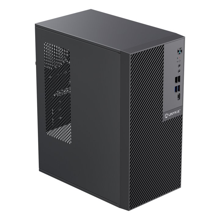 Caja Micro Atx Unykach Numen 500 Pro Type C Color Negro Sin Fuente De Alimentacion